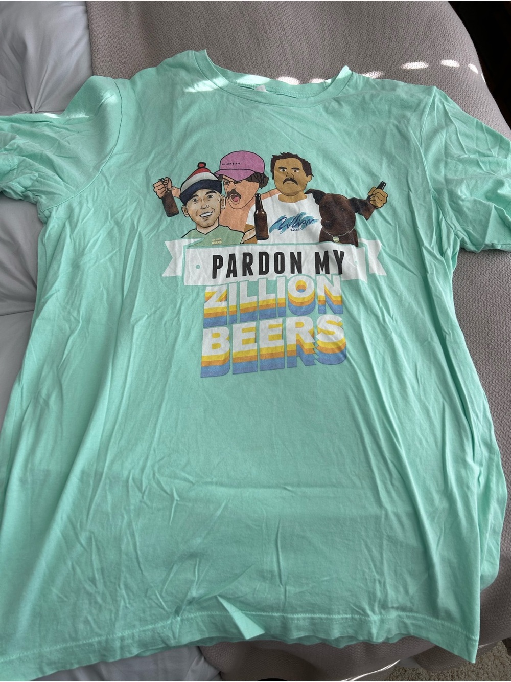 PARDON MY ZILLION BEERS Graphic Tee - Mint Green Men’s T-Shirt